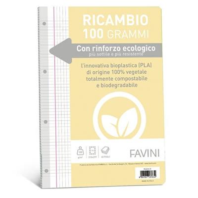 Ricambi c/rinforzo ecologico f.to A4 100gr 40fg 5mm c/margine Fa