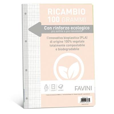 Ricambi c/rinforzo ecologico f.to A4 100gr 40fg 5mm Favini