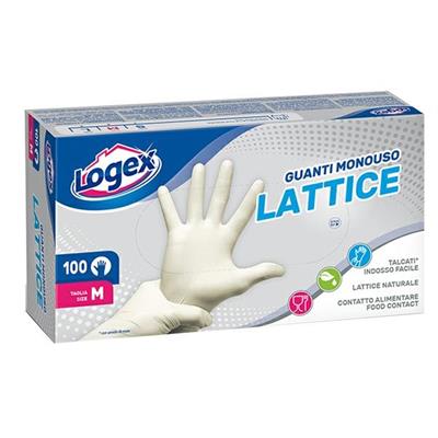 SCATOLA 100 GUANTI LOGEX M.MEDIA IN LATTICE MONOUSO