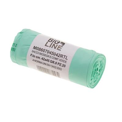 20 Sacchi BIO verdi 42x45cm 10Lt 16mic