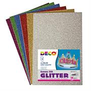 Busta 10 fogli Gomma Crepp Glitter 20x30cm colori assortiti Cwr
