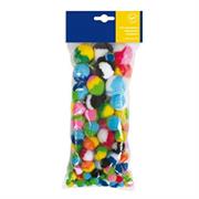 Busta 100 pz pom-pon a strisce dim. 10-35mm in colori assortiti