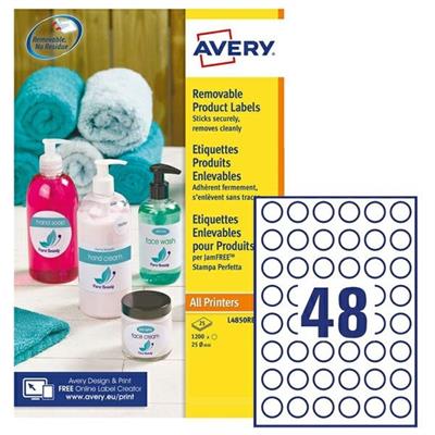 Etichette adesive rotonde rimovibili D25mm (48et/fg) 25fg laser/