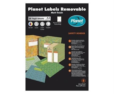 Etichetta laser/ink PLANET a4 78,7x46,6 removibile bianco 20fg