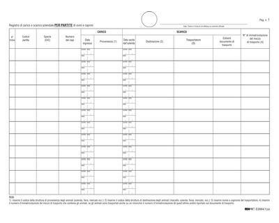 Rg carico scarico ovini/caprini 31x24 e2884/1 23 pg