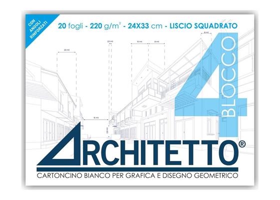 Blocco ARCHITETTO 4 24x33 liscio squadrato 220gr. 20fg.