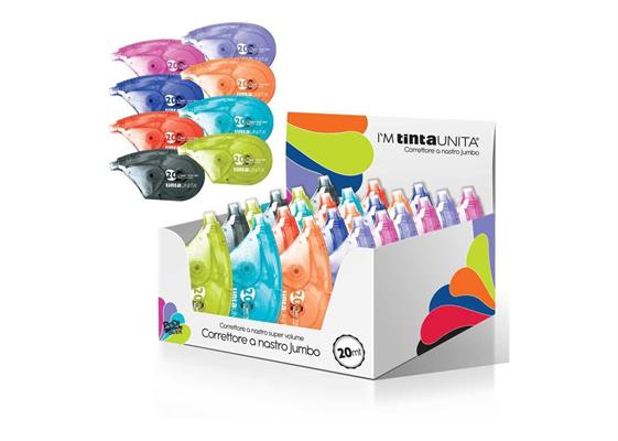 Correttore a nastro TINTA UNITA jumbo 20 mt.