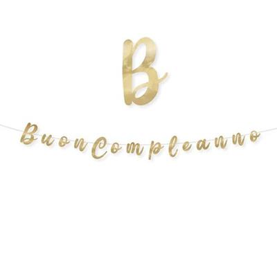 Festone Buon compleanno - in cartoncino - oro - Big Party